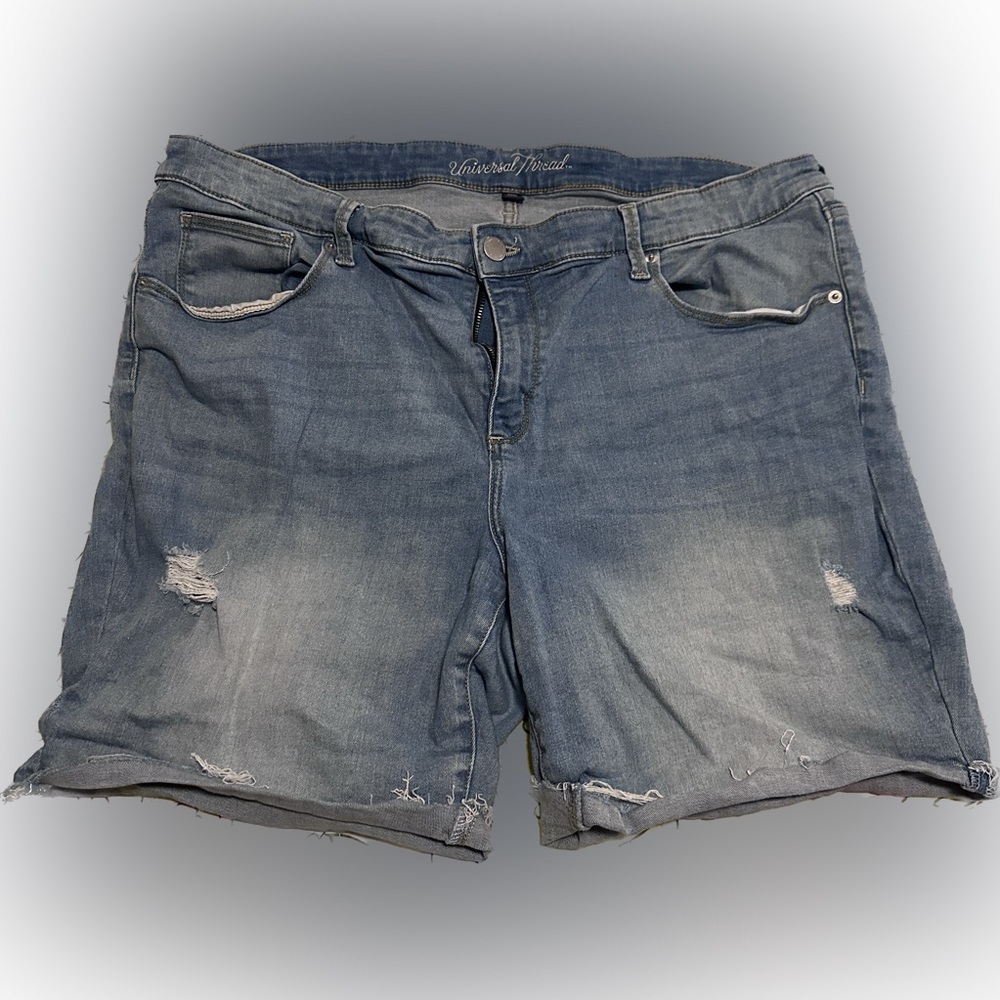Bermuda Style Distressed Jean Shorts